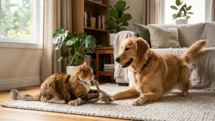Katte og hunde i samme hus: praktiske tips