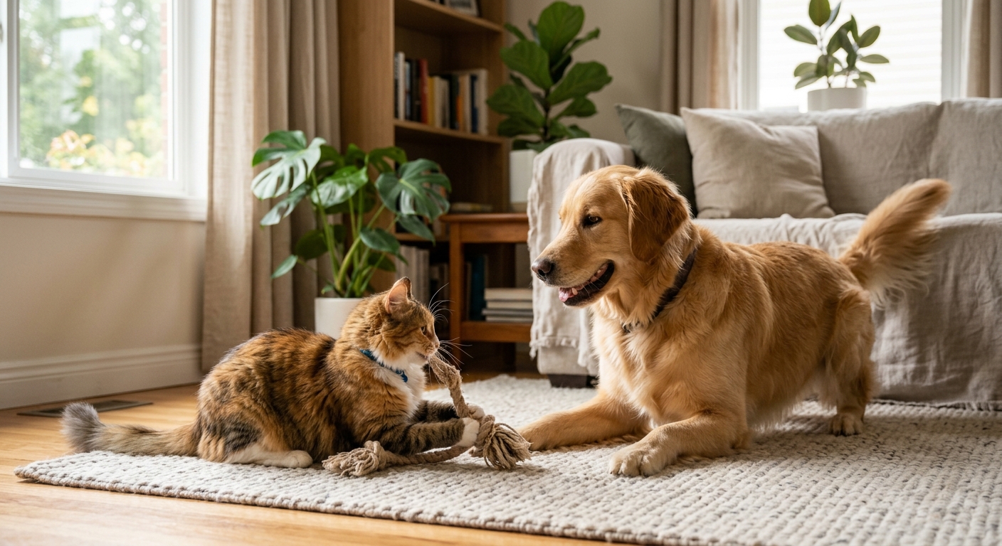 Katte og hunde i samme hus: praktiske tips