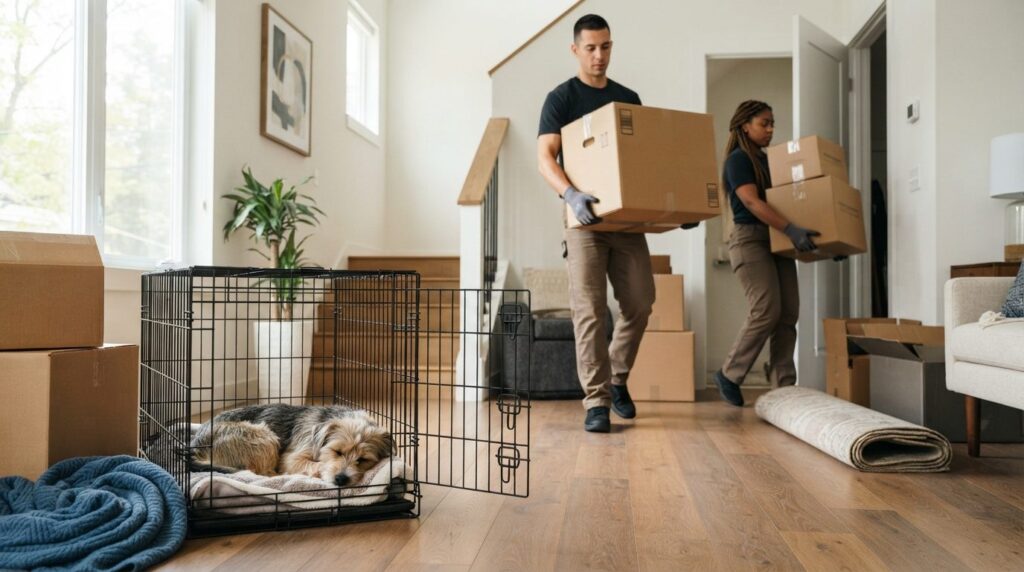 Professional lifestyle photograph of professional movers car