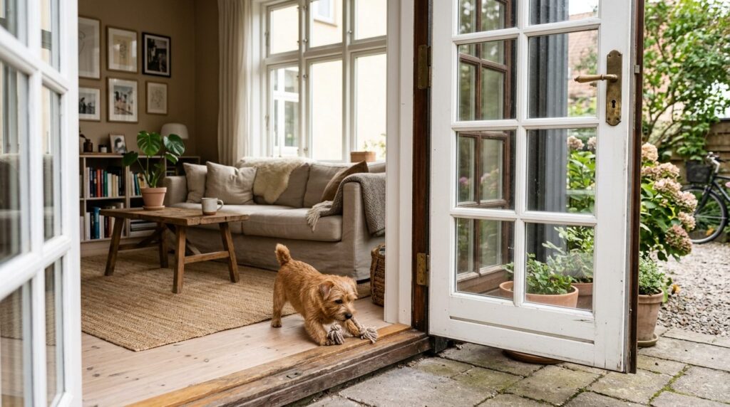 Warm lifestyle photograph of a modern Nordic home interior v