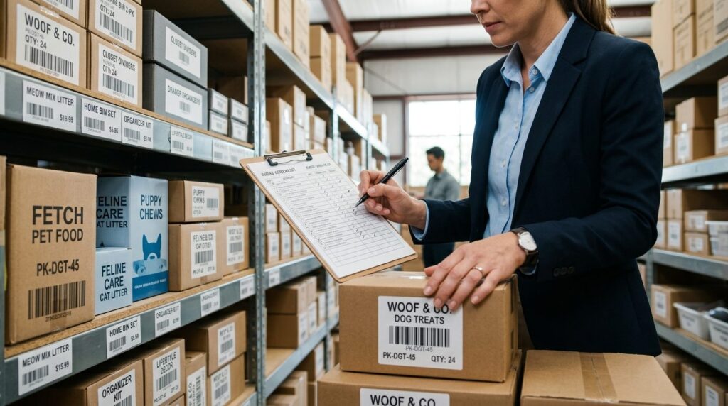 Close-up of professional inventory valuation process: Hands 
